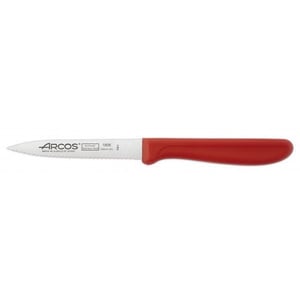 Нож для чистки Arcos 100 мм зубчатый красный 180612 серия Genova, фото №1, интернет-магазин пищевого оборудования Систем4